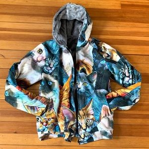 NWOT Cat Graphic Sweatshirt S-XS Cats Furry Hoodie